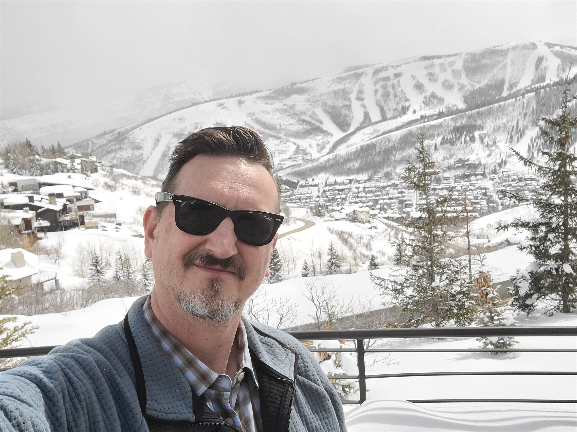 Shad Pulley above Park City with the ski runs behind